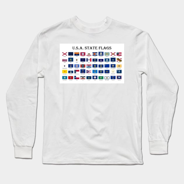 United States of America State flags Long Sleeve T-Shirt by SPJE Illustration Photography